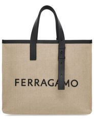 Ferragamo logo-embossed leather tote bag - Toni neutri