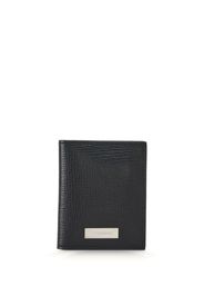 Ferragamo logo-plaque textured leather wallet - Nero