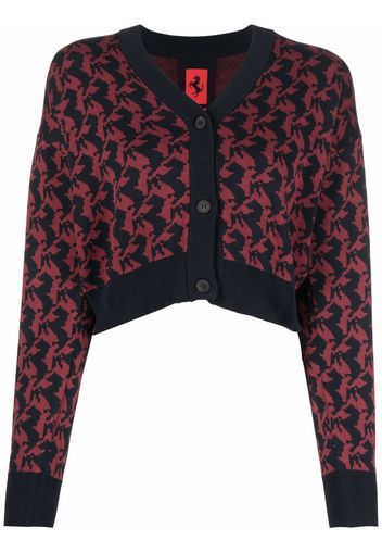 Ferrari logo intarsia cropped cardigan - Rosso