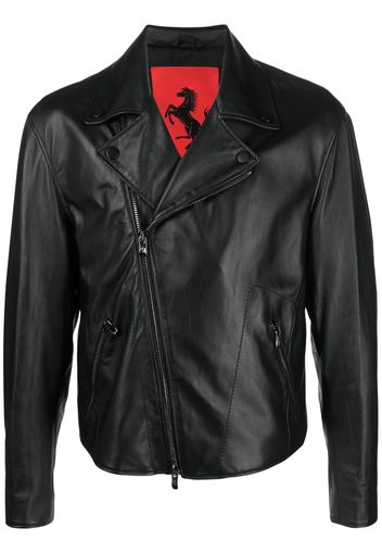 Ferrari leather biker jacket - Nero