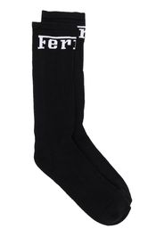 Ferrari logo-print detail socks - Nero