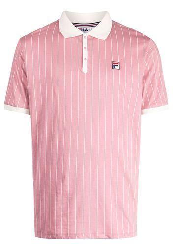 Fila logo-patch pinstripe polo shirt - Rosa