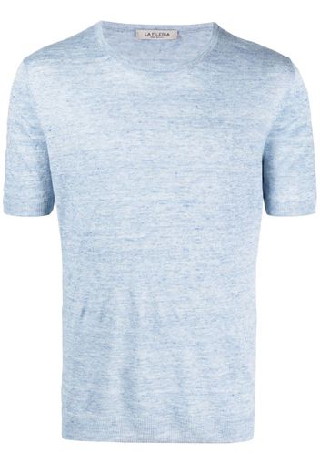 Fileria fine-knit linen T-shirt - Blu