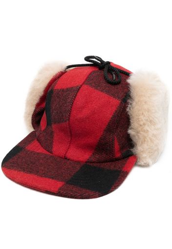 Filson checked shearling-trim cap - Rosso