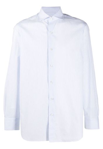 striped button-up shirt