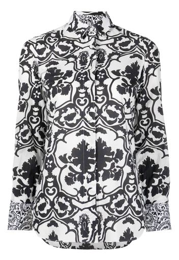 Finamore 1925 Napoli long sleeved baroque-print shirt - Bianco