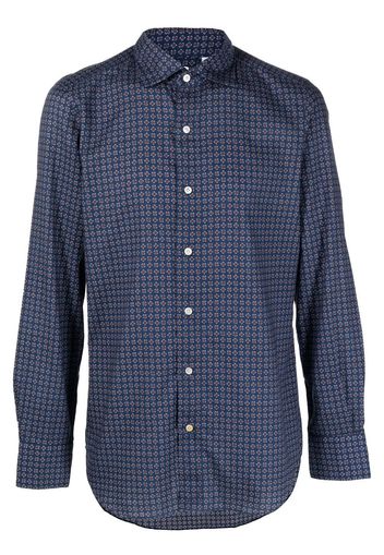 Finamore 1925 Napoli geometric embroidered shirt - Blu