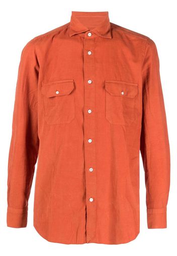 Finamore 1925 Napoli buttoned chest-pocket shirt - Arancione