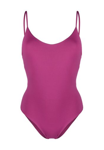 Fisico ruched V-back one-piece - Viola