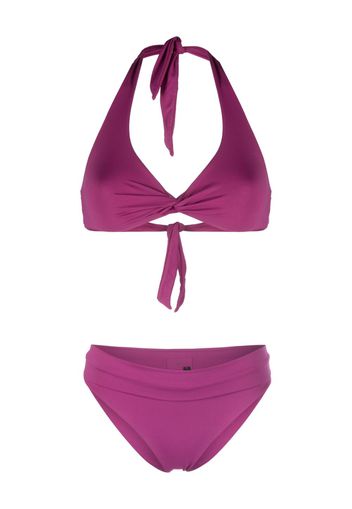 Fisico ruched tie-fastening bikini set - Viola