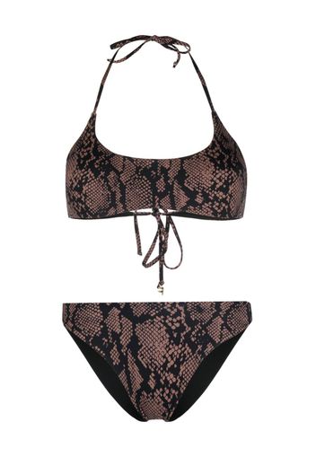 Fisico snakeskin-print bikini set - Nero