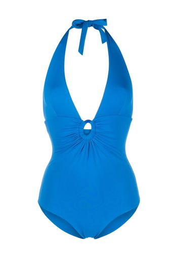 Fisico disc-detail halterneck swimsuit - Blu