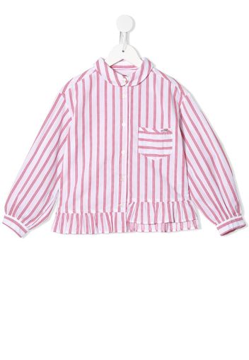 ruffled trim striped shirt