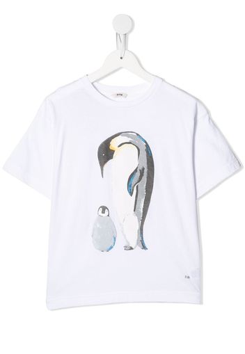 crew neck penguin print T-shirt