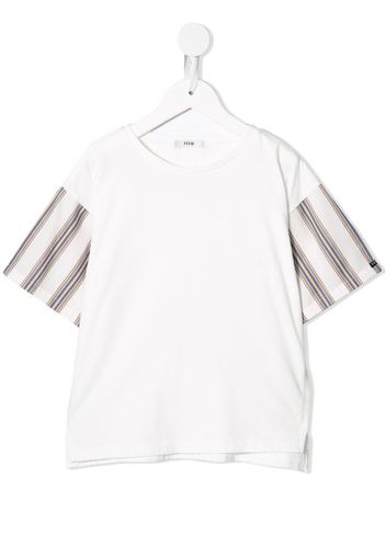 short sleeve striped panel T-shirt