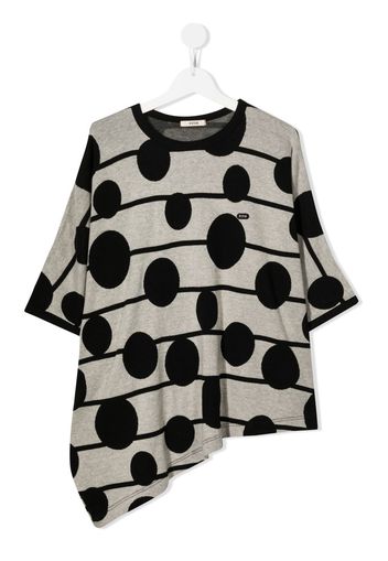 Fith T-shirt asimmetrica a pois - Grigio