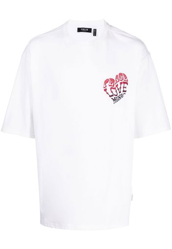 FIVE CM heart logo-embroidered T-shirt - Bianco