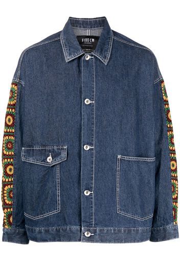 FIVE CM Giacca denim con maniche all'uncinetto - Blu