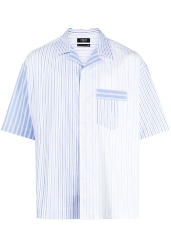 FIVE CM stripe-print panelled shirt - Bianco