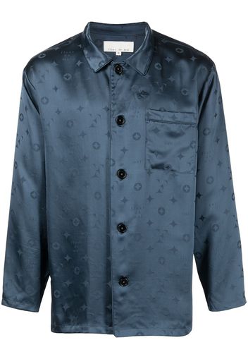 Fleur Du Mal Camicia pigiama con motivo jacquard - Blu