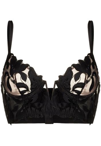 Fleur Du Mal Lily Embroidery longline demi bra - Nero