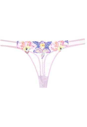 Fleur Du Mal Tanga con ricamo - Multicolore