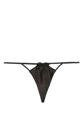 Fleur Du Mal Queen of Hearts V-String thong - Nero