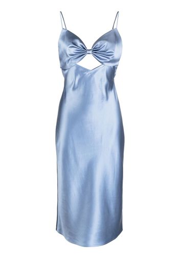 Fleur Du Mal bow-detailed silk midi dress - Blu