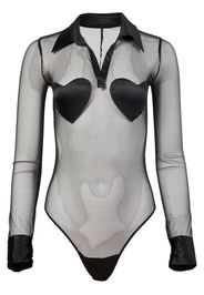 Fleur Du Mal Body Heart a maniche lunghe semi trasparente - Nero