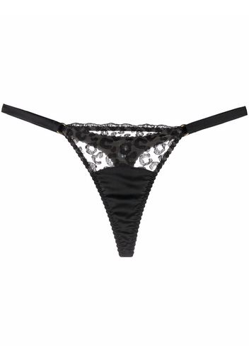 Fleur Of England Kittie lace-panelled thong - Nero