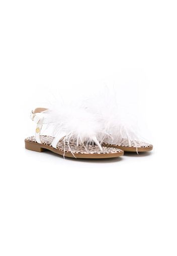 feather embellished sandals