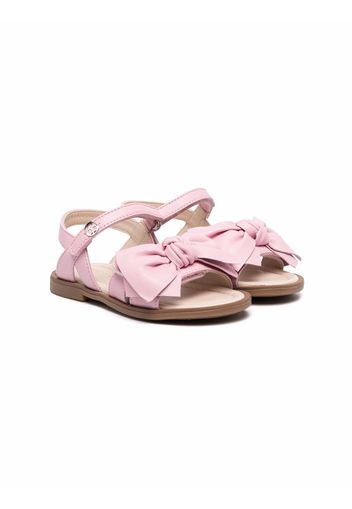 Florens leather bow touch-strap sandals - Rosa