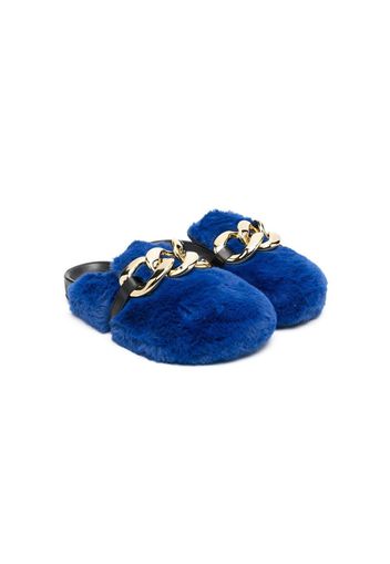 Florens chain-link detail slippers - Blu