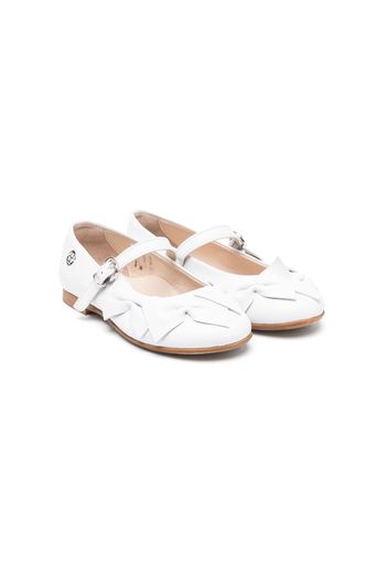 Florens bow-embellished leather ballerina shoes - Bianco