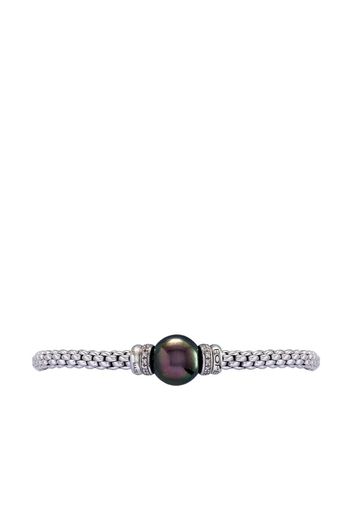 FOPE 18kt white gold Flexible black pearl and white diamond bracelet - Argento