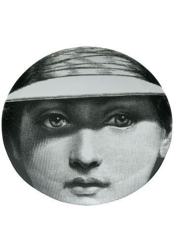 Fornasetti Piatto con viso stampato - Nero