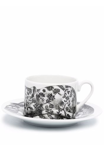 Fornasetti illustration-print porcelain tea set - Nero