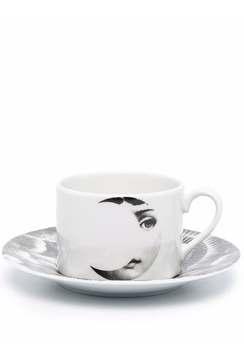 Fornasetti graphic-print porcelain tea set - Nero