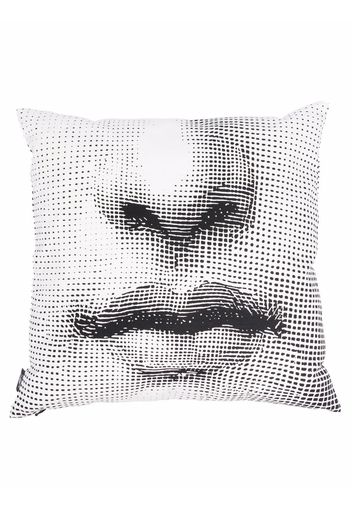 Fornasetti face print cushion - Bianco