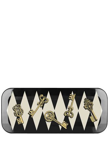 Fornasetti Chiavi gold and Rombi tray - Nero