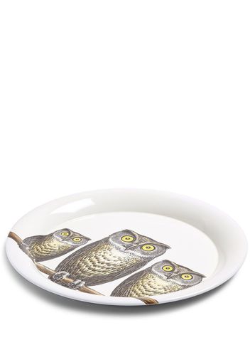 Fornasetti Civette owl-print tray - Bianco