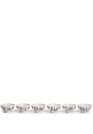 Fornasetti set of six bowls - Bianco