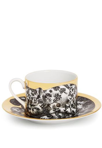 Fornasetti Fidelity Fiorato cat tea cup - Nero