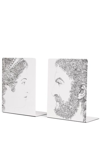 Fornasetti Profili embellished bookends (set of two) - Bianco