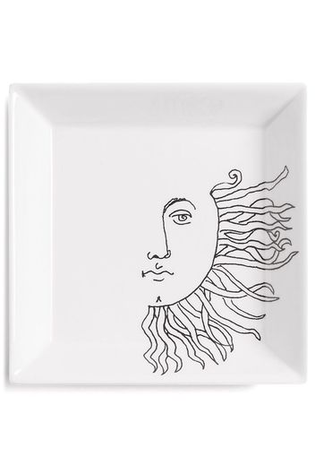Fornasetti Solitario square-shape plate - Bianco