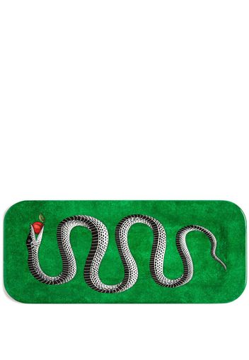 Fornasetti Serpente hand-decorated wood tray - Verde