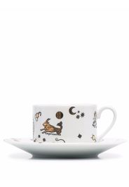 Fornasetti astrology-print porcelain cup-saucer - Bianco