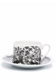 Fornasetti illustration-print porcelain tea set - Nero