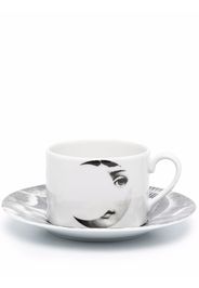 Fornasetti graphic-print porcelain tea set - Nero