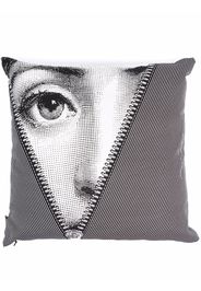 Fornasetti zipper face print cushion - Nero